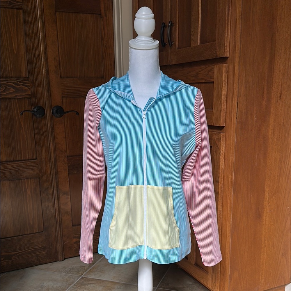 Lands' End Blue and Pink Striped Swim Coverup